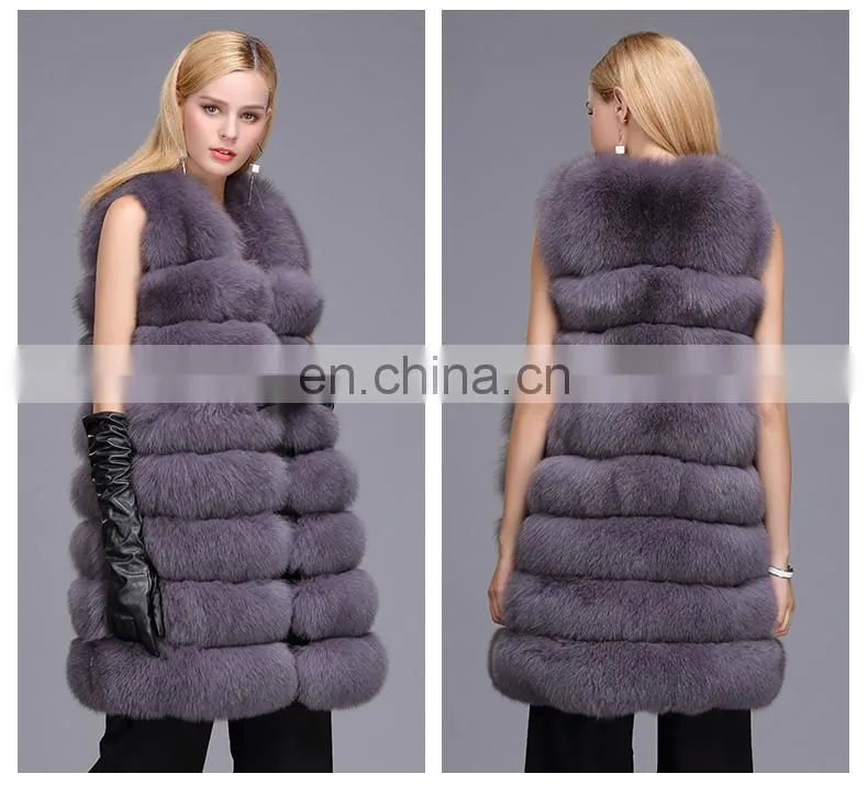 Ladies Wholesale Women Real Fox Fur Sleeveless Long Vest