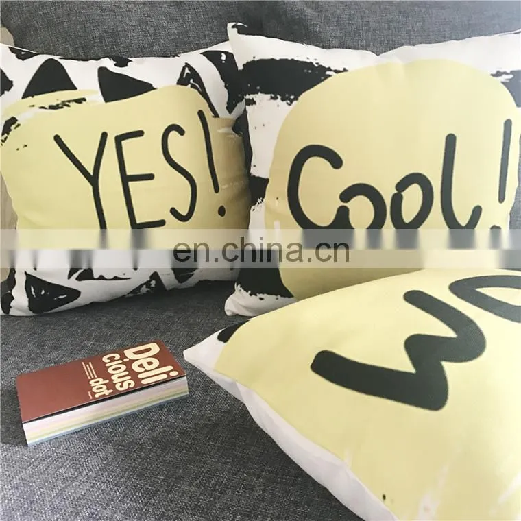Cute Words Square 100% Polyester Custom Extra Large Linen Cushion Covers