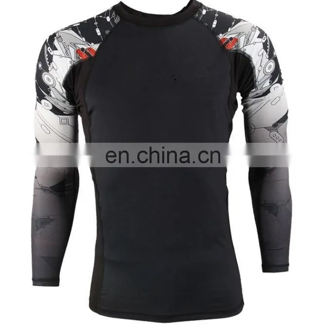 wholesale custom print long sleeve mma rash guards for men