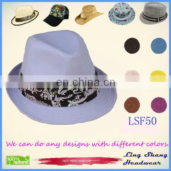 LSF49 Ningbo Lingshang Wholesale Beautiful Ribbon Fabric fashion wholesale fedora hat