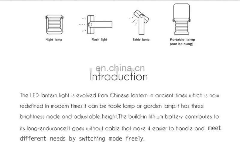 Gift promotional LED Lantern Light dimmable Portable USB Rechargeable Touch Sensor Night Light