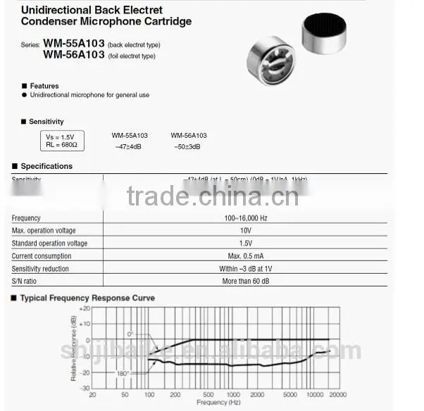WM-55A103 Unidirectional Back Electret Condenser Microphone Cartridge