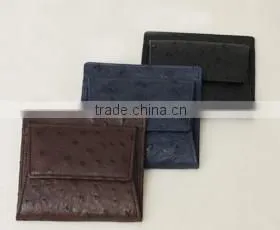 2016 lovely color ostrich skin leather folding coin case coin pouch slim coin purse