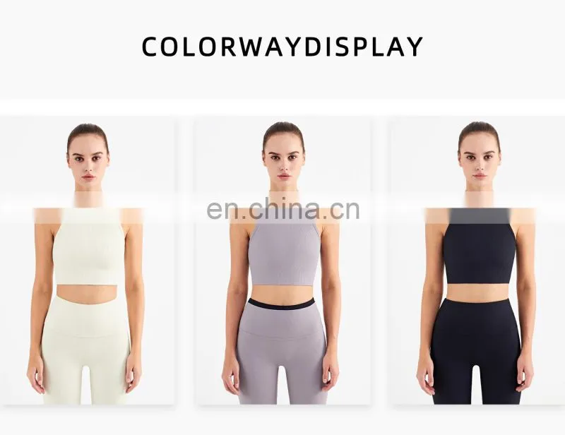 Wholesale New Sports Bra High Neck Support Ribber Clothing Women Active Wear Tops