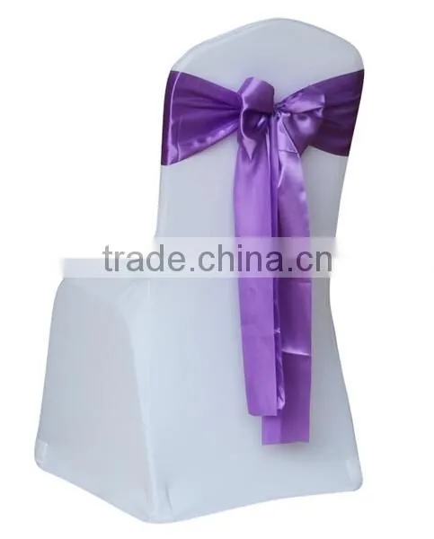 cheap spandex chair cover with lightblue self-tie chair sash