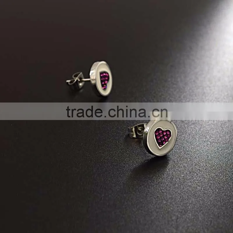 Stainless steel girlfriend heart pendant necklace earring red heart jewelry