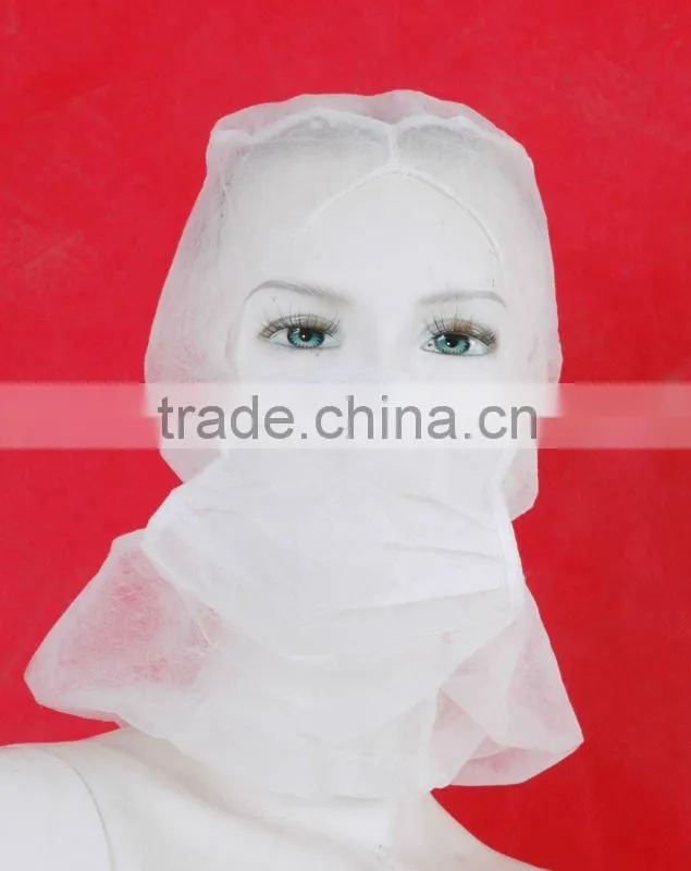Disposable PP non woven protective Hood with face mast head cover face cover white blue green colorful