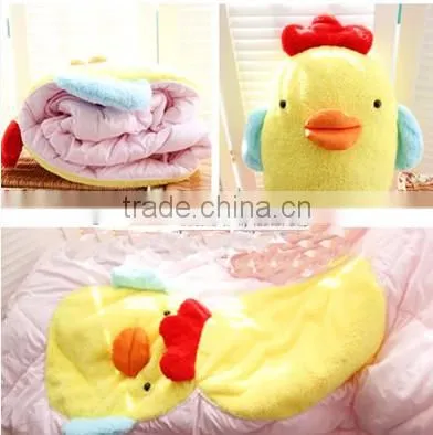 Plush cartoon air quilts/ chicken plush animal quilts