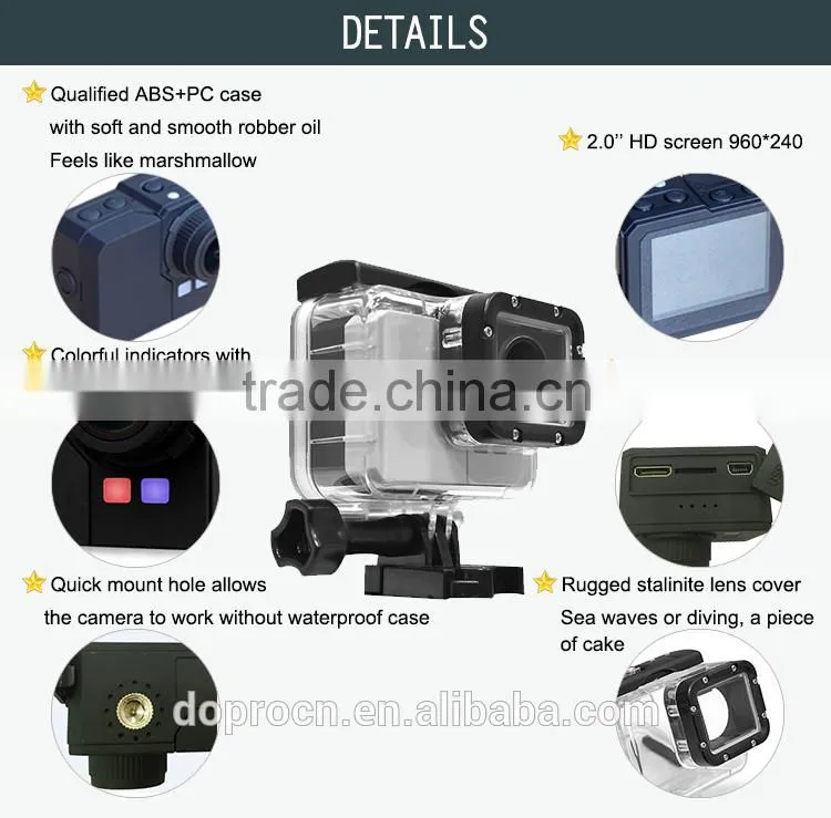 Ambarella A7 16MP hd 1080p waterproof sport camera, wifi action camera with sj5000 remote