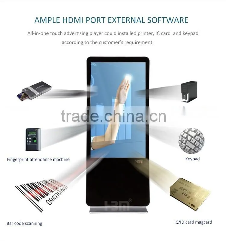 Discount 55 inch lcd screen player multi touch screen kiosk