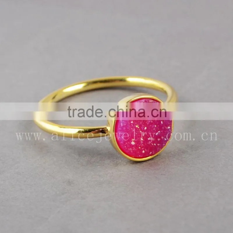 Fashion 18K gold plated jewlry ring, stalactite quartz ring, fashion quartz gemstone bezel ring