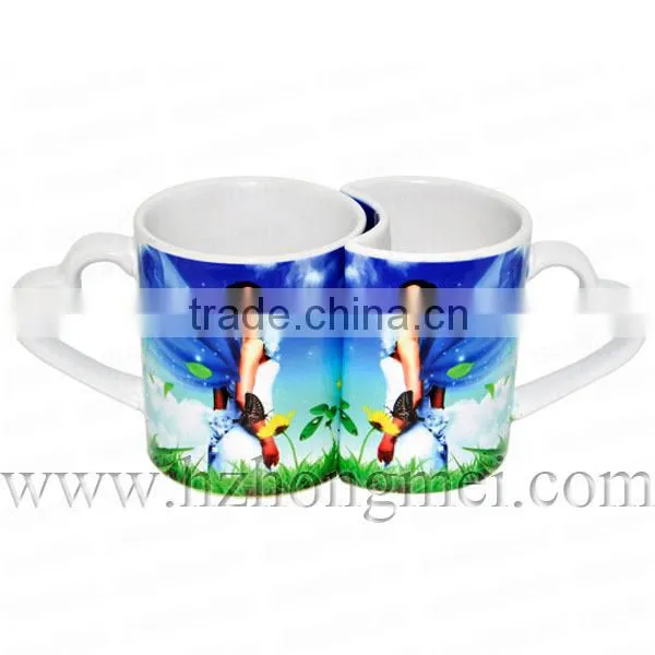 DIY 2015 New Hot Selling Plain Ceramic Lover Heat Transfer Mug Coating Cup