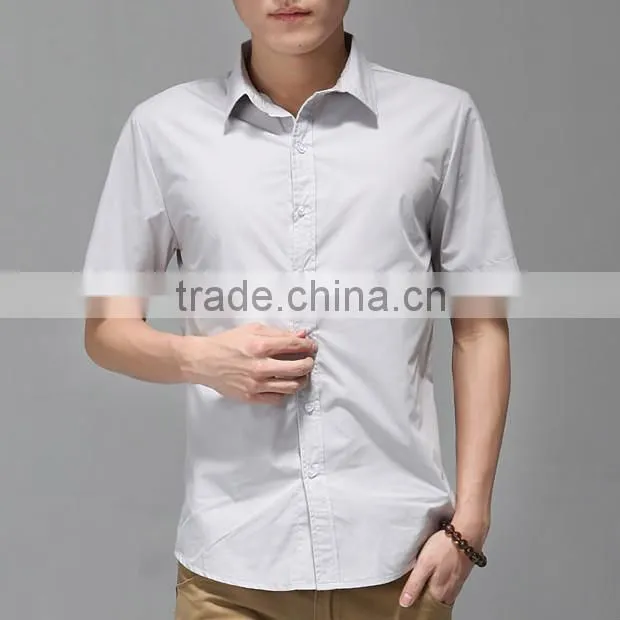 American Simple Solid Color Dark Blue Mens Dress Shirt