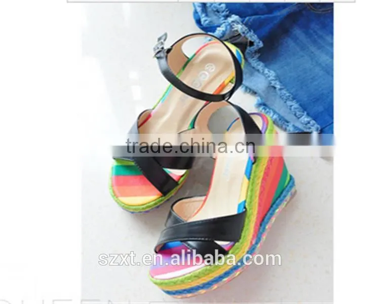 hidden wedge heel casual shoes shoes factory china European women wedge sandals