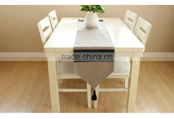 100% Polyester fabric embroidered table runner with tassels