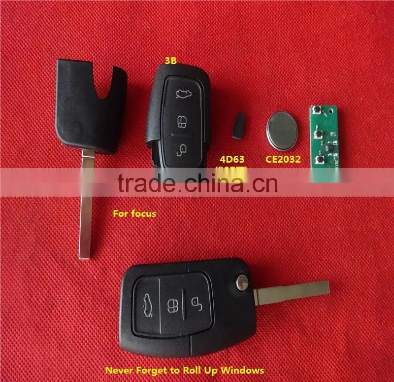 TD auto remote key ,3 button remote control unit 433mhz 4D63 80 bit chip with trunk button for F-rd