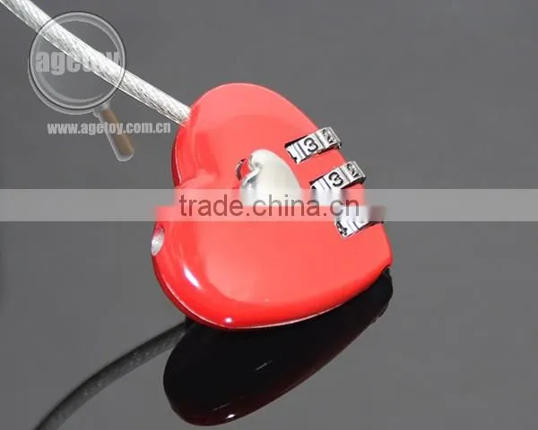 Resettable 3 Digit Combination Travel Luggage Suitcase Lock Padlock Red Heart Shaped Steel Wire Metal Combination Lock