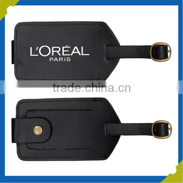 Custom logo luggage tag Metal buckle design tag Leather material luggage tag