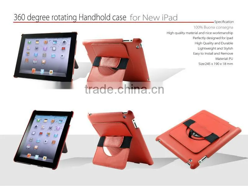 Rotating Leather case for ipad 2/3/4 case with stand