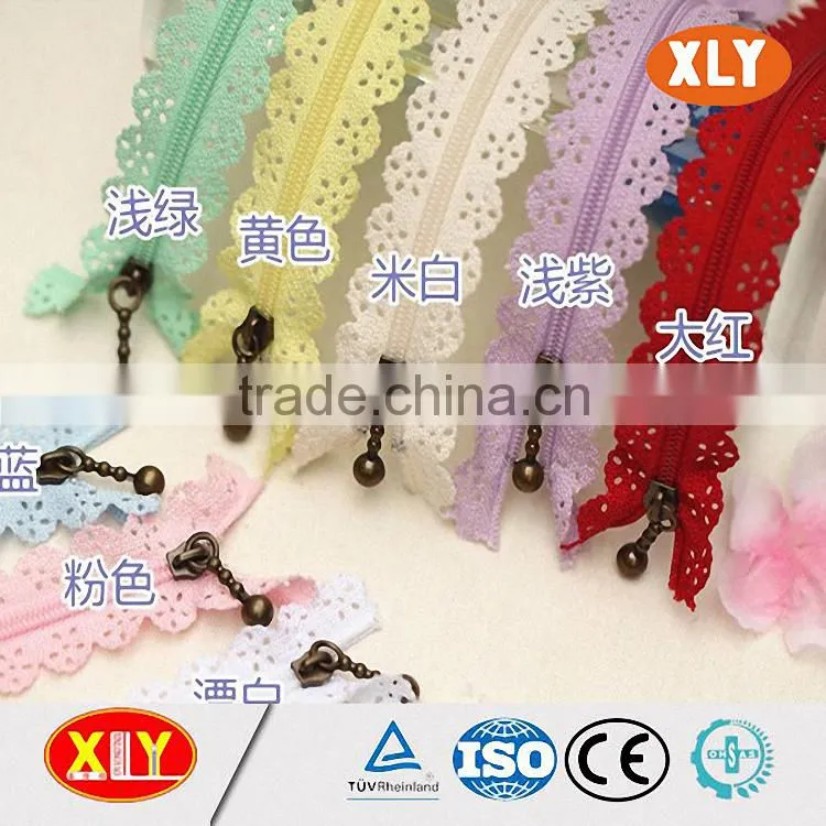 fashion garments accessory lace nylon zipper
