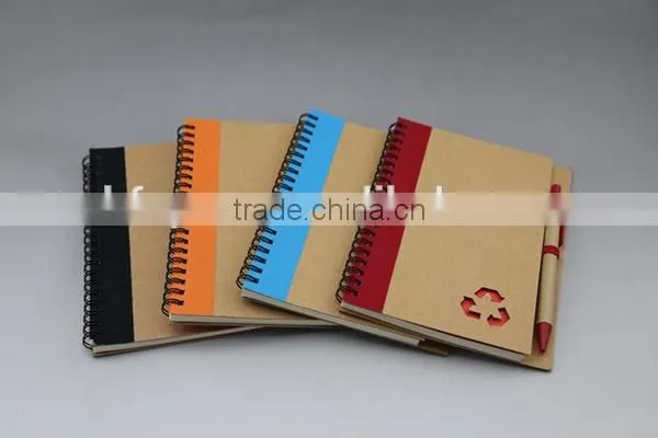 craft cover metal spiral notebook with sticky note and pen