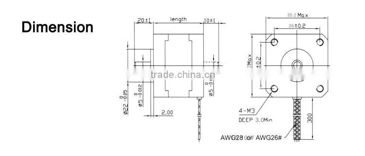 35mm Hybrid Stepper Motor/ 35ST26-0284A 1.8 Degree Stepping Motor