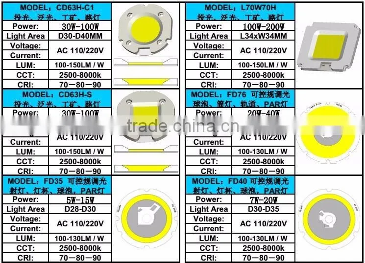 Withour Driver Epistar / Bridgelux Chip AC 110V/ 220V COB LED Diode 100W for LED Floodlight