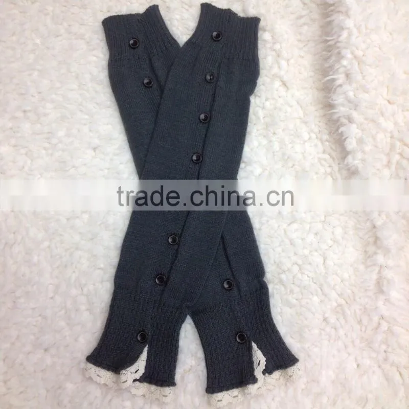 Wholesale Acrylic Knitted Leg Warmers With Buttons For Women Girl Lace Leg Warmers