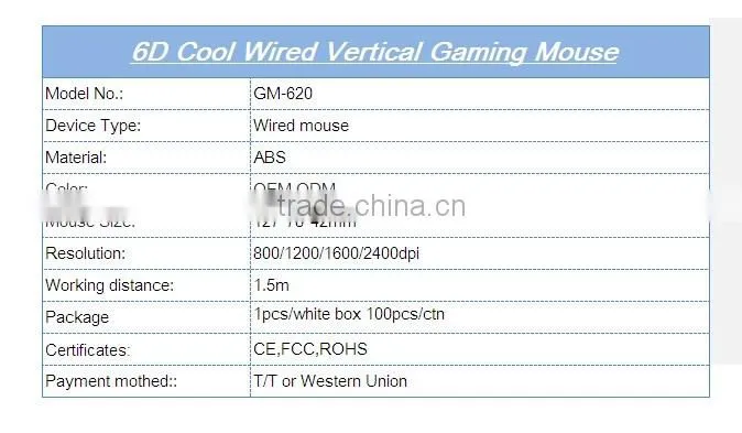 6D Green Red OEM Wired optical Gaming Mouse