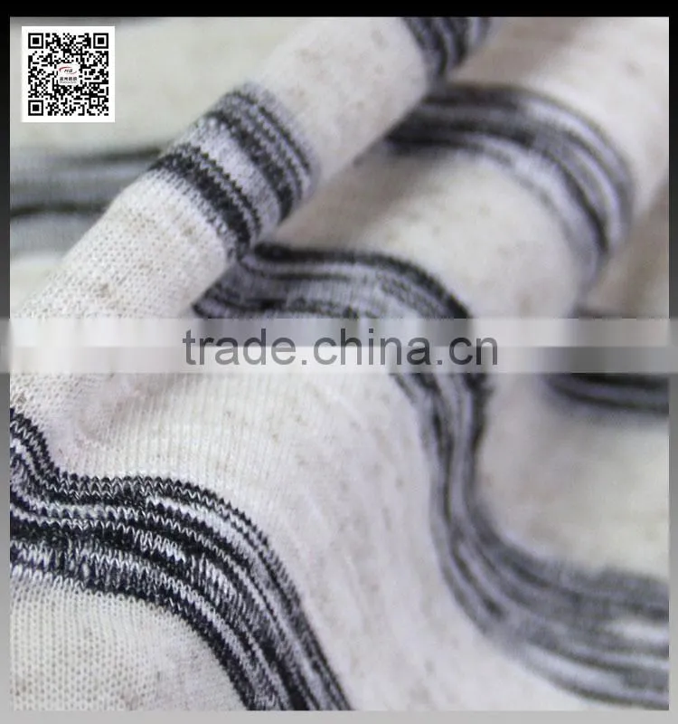 2016 for young lady's clothes newest design polyester and linen rib knit fabric