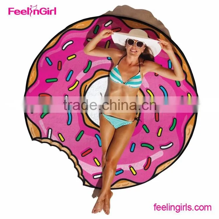 Cheap Polyester Pink Cake Pattern Folding Beach Blanket