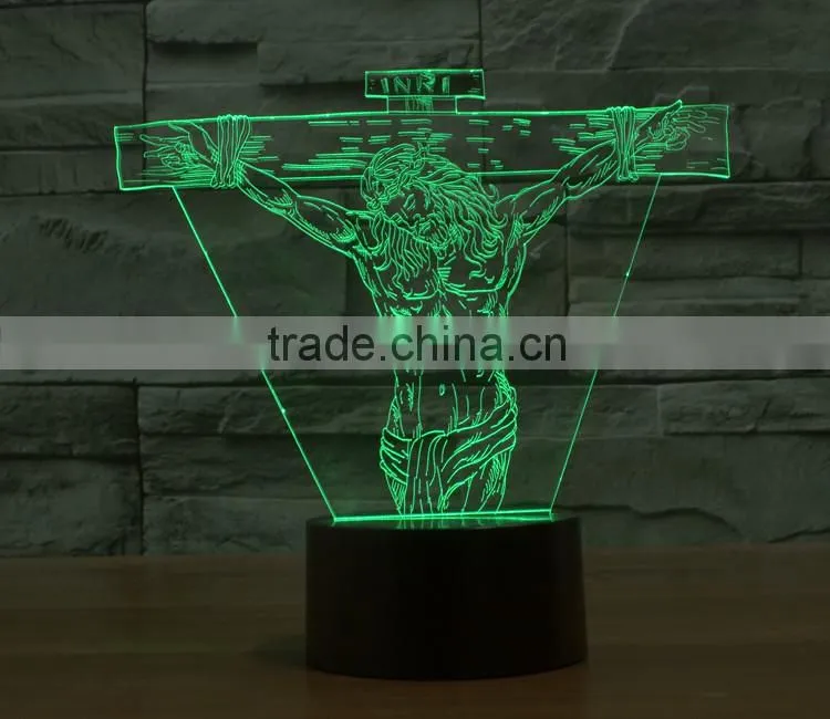Jesus shape 8 function christmas light controller 3d illusion led night light lamp