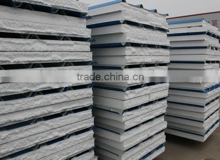 Prefab house building material EPS and rock wool sandwich panel
