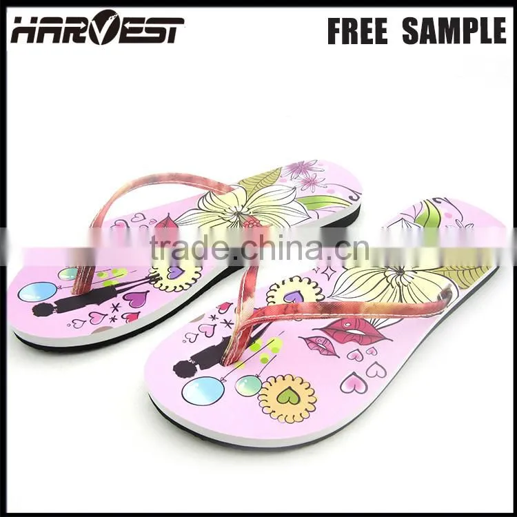 Beautiful slippers for girls , fuzhou girly eva slipper with pvc strap