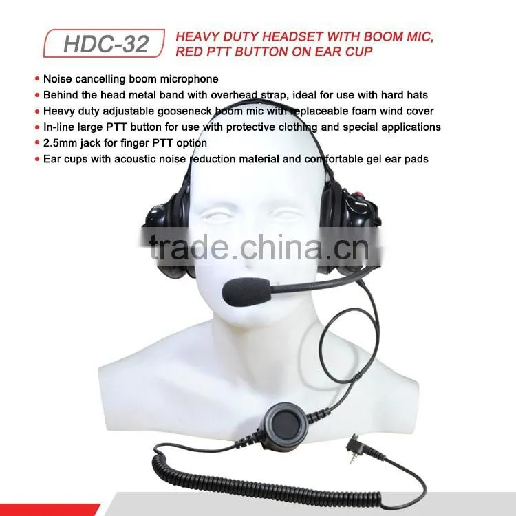 Heavy Duty Headset With Quick Disconnect Jack Adjustable Gooseneck Boom Mic