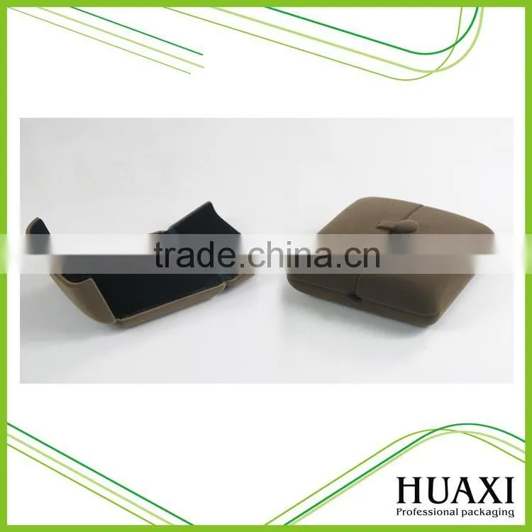Huaxin Brown Velvet Plastic Pendant Jewelry Storage Gift Button Box