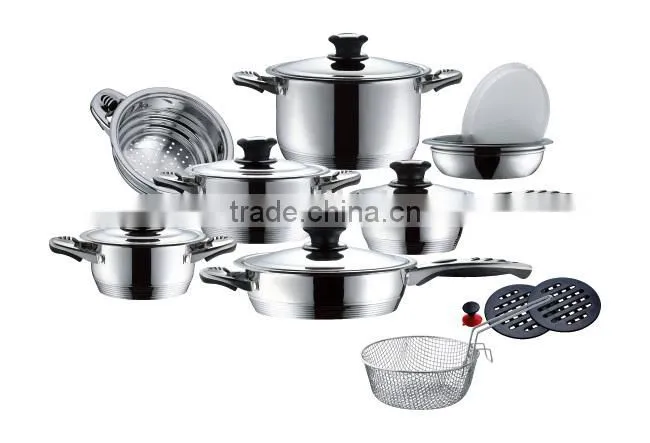 swiss line stainless steel 18pcs cookware set/ induction hot pots
