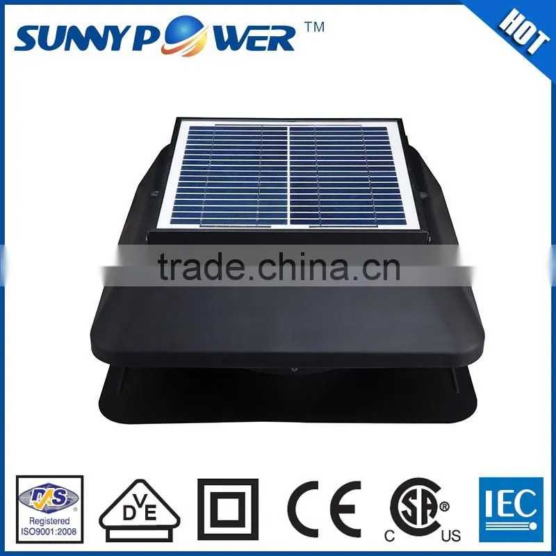 15 watt Square With battery solar fan and no power roof ventilation fan