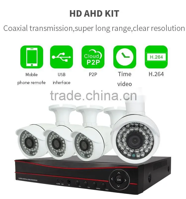 Vitevison security camera system with 1mp 1.3mp AHD camera H.264 4ch AHD DVR Kit