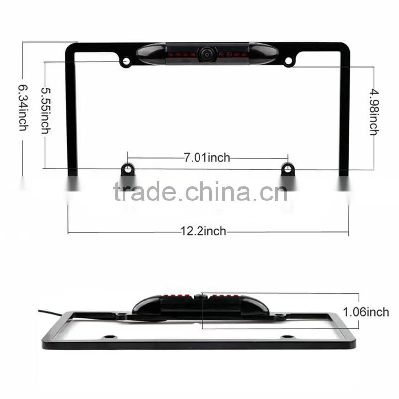 170 degree Viewing Angle Universal 8 IR LED Car License Plate Frame Mount Rear View Camera (Black or Silver )
