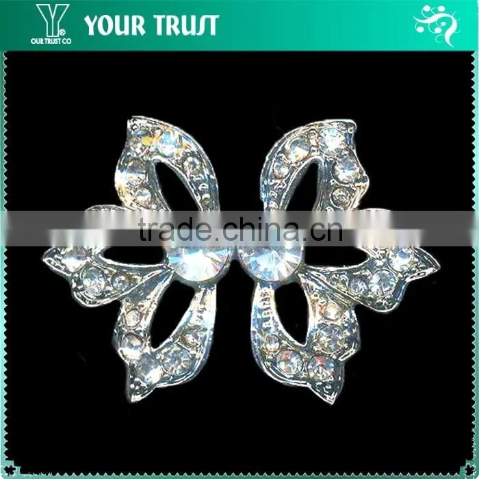 6MM 2MM Clear Cystal Rhinestone Wedding Garment Rhodium Metal Pair Buckle