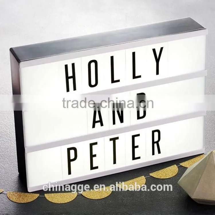 Cinema light up sign box with changeable colored letters,symbols and numbers