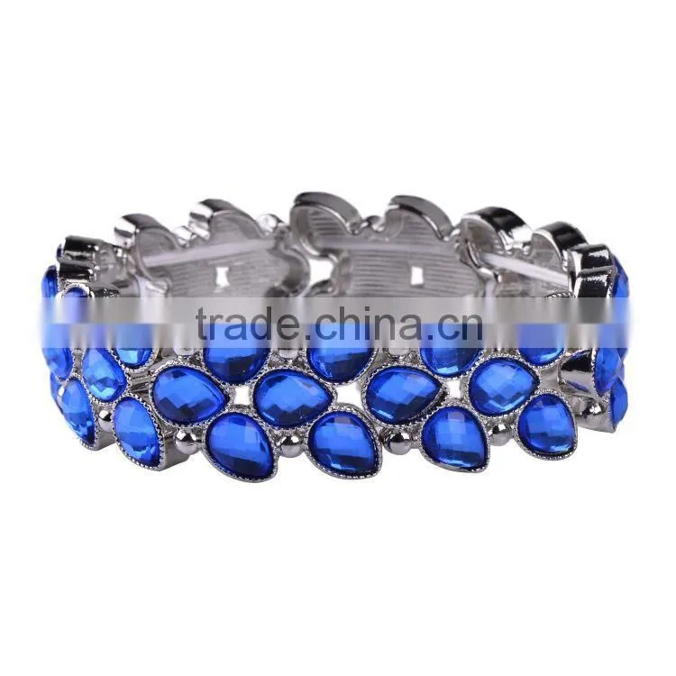 Free sample 2016 new design silver tone acrylic stones women bangle bracelet