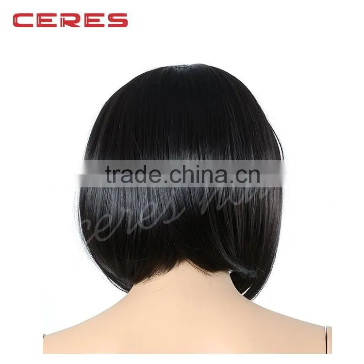 10" bob wig 1b# silk straight lace front short brazilian hair