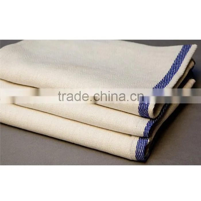 Herringbone Dish Towels Tea Towels with Blue Stripes