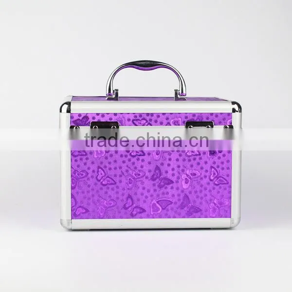 Aluminum Cosmetic Case Makeup Organizer SMALL 2-Tier Flower Lock Box