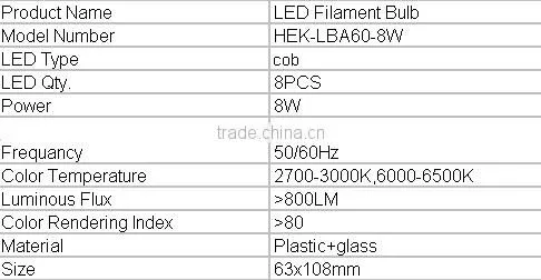 UK standard 220-240V 8W 840lm B22 led edison bulb