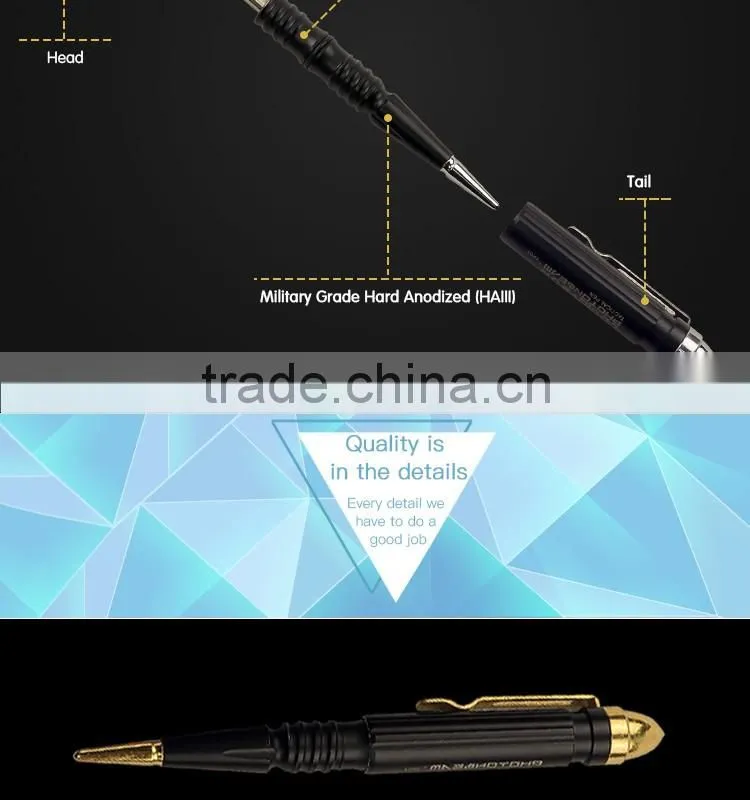 New style 0.5mm Refill Tactical Pen Aviation Aluminum Anti-skid for Self Defense writing and car escape device