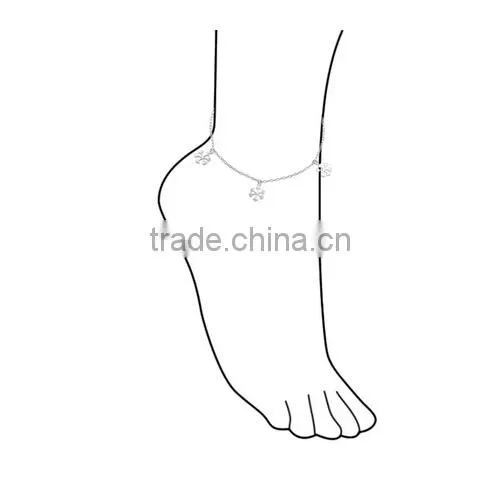 Unique Style Zinc Alloy Silver Plated Snowflake Adjustable Foot Chain Anklet