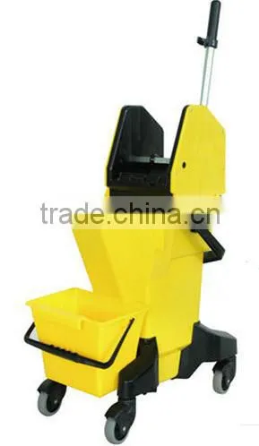 60L Hotel Plastic Double Bucket Mop Wringer Trolley